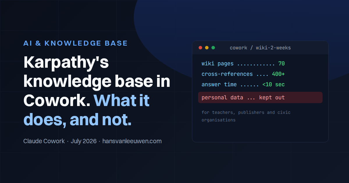 Karpathy's Knowledge Base in Claude Cowork. What it does and doesn't do.