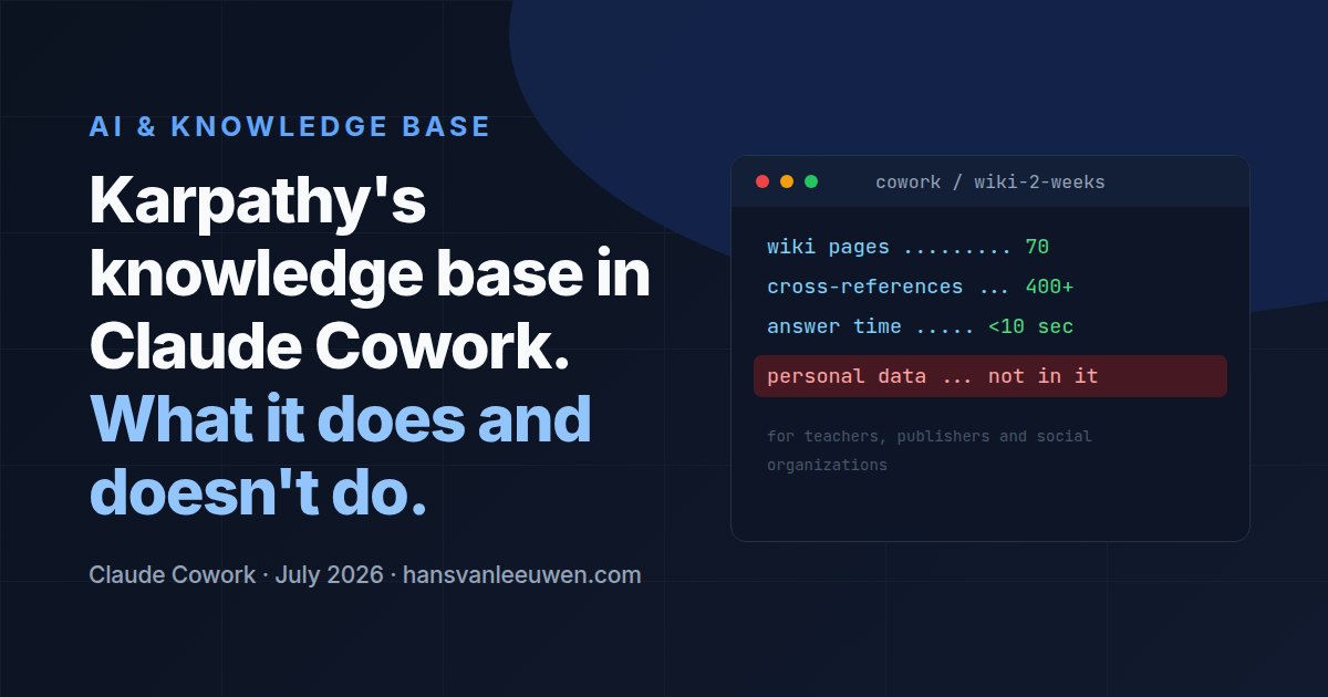 Karpathy's Knowledge Base in Claude Cowork. What it does and doesn't do.