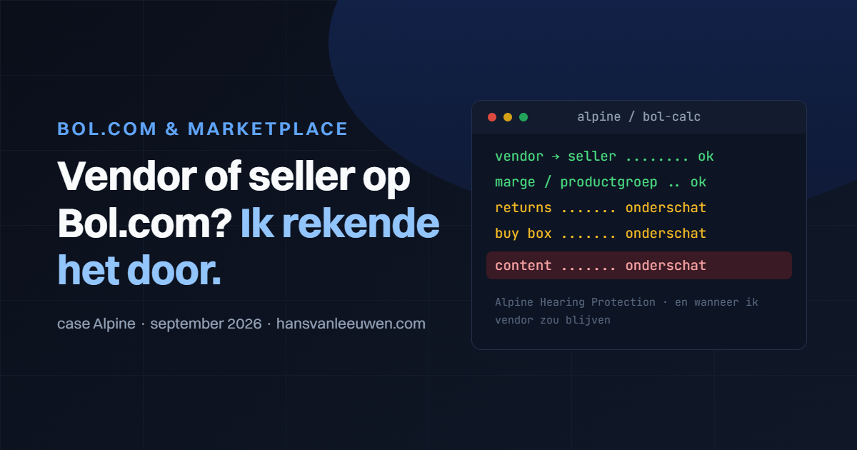 Vendor of seller op Bol.com: zo rekende ik het door bij Alpine